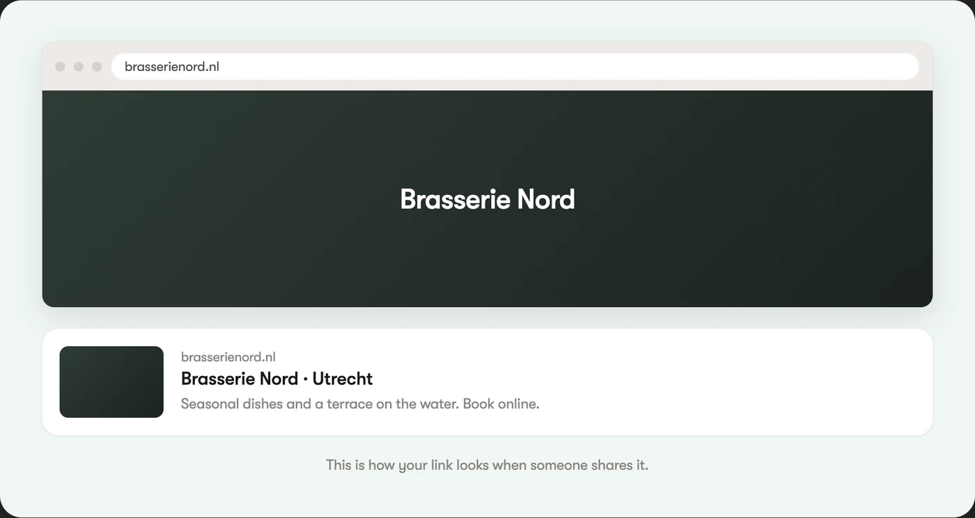 Your own domain in a browser bar, with the shared link preview