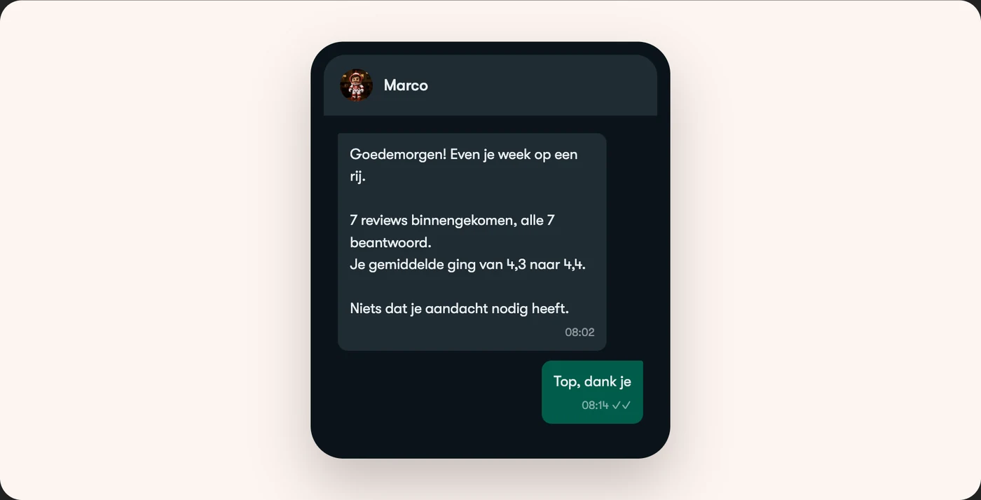 Het wekelijkse overzicht van Marco in WhatsApp