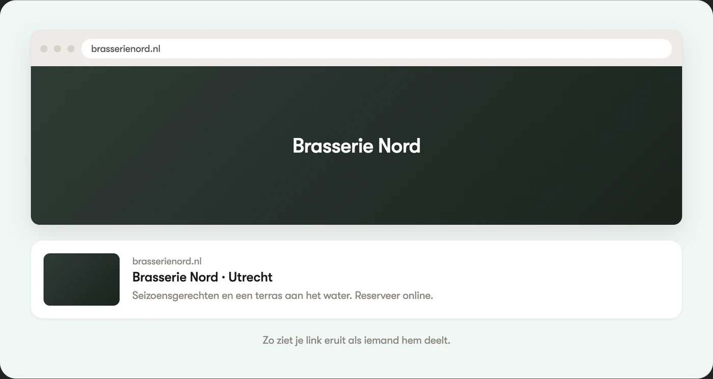 Je eigen domein in de adresbalk, met het gedeelde-link-voorbeeld